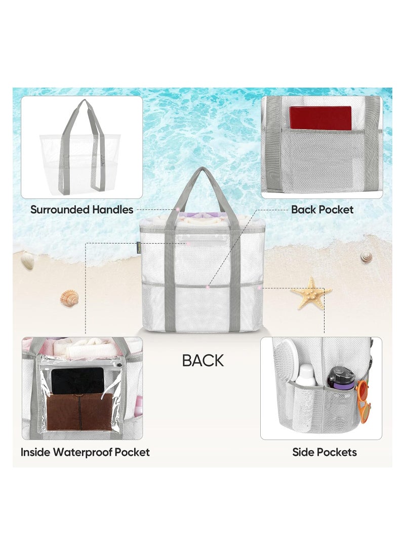 Swift Large Mesh Beach Bag Beach Tote Bag Summer Holiday Bag Mesh Swimming Bag Pool Bag Weekend Bag Shopping Tote Bag  - Image 2