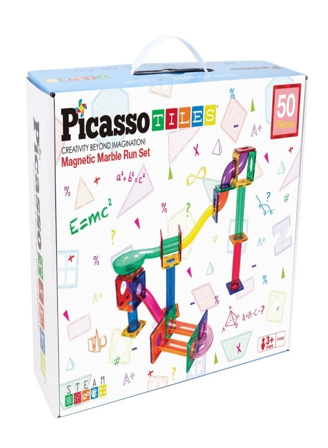 PicassoTiles PICASSO - MAGNETIC MARBLE RUN BUILDING BLOCKS SET (50 PC'S) - Image 2
