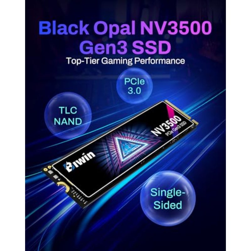 Black Opal NV3500 M.2 PCIe Gen3 SSD 512GB - سرعة قراءة تصل إلى 3500 ميجابايت/ثانية - محرك أقراص ثابتة داخلي احترافي - ذاكرة ألعاب متوافقة مع أجهزة الكمبيوتر الشخصية والكمبيوتر المحمول - Image 2