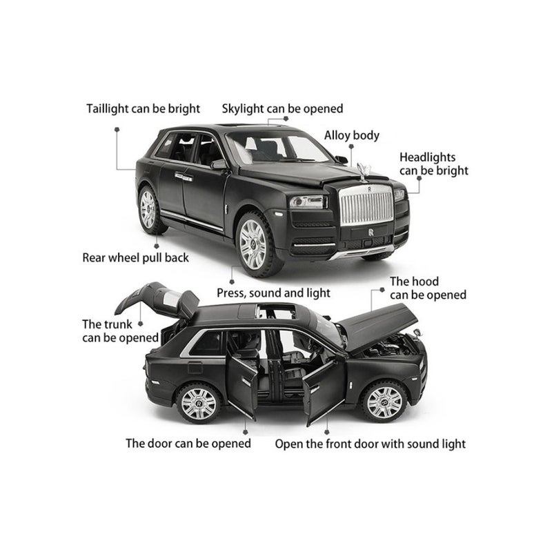Rolls Royce Cullinan Zinc Alloy Toy Car Durable Sound And Light Effect Black - Image 2