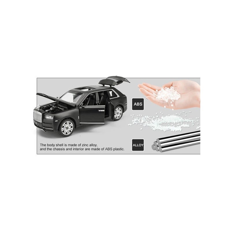 Rolls Royce Cullinan Zinc Alloy Toy Car Durable Sound And Light Effect Black - Image 3