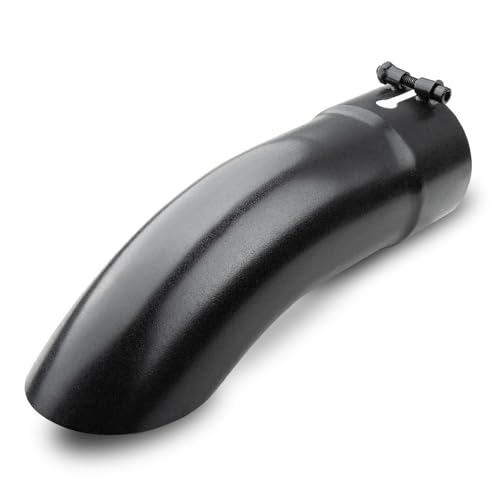 Vurkcy 3.5 inch Inlet Curved Exhaust Tip, 3.5" Outlet 12" Overall Length Stainless Steel Turn Down Exhaust Tail Pipe, Bolt-On, Sleek Angle Cut, Polished Tailpipe, Black - Image 1