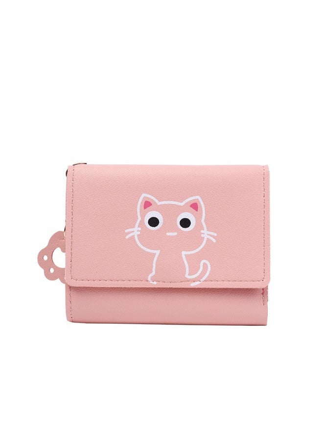 محفظة ثلاثية الطي بتصميم قطة كرتونية جديدة للنساء - محفظة قصيرة لطيفة من جلد البولي يوريثان مع فتحات متعددة للبطاقات، محفظة صغيرة قابلة للطي للفتيات والمراهقات - Image 5