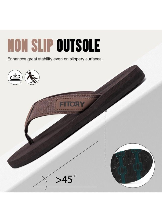 FITORY Men's Flip-Flops, Thongs Sandals Comfort Slippers for Beach Brown Size 10 - Image 5
