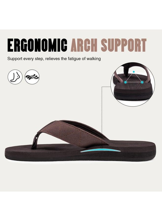 FITORY Men's Flip-Flops, Thongs Sandals Comfort Slippers for Beach Brown Size 10 - Image 3