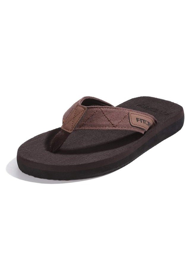 FITORY Men's Flip-Flops, Thongs Sandals Comfort Slippers for Beach Brown Size 10 - Image 1