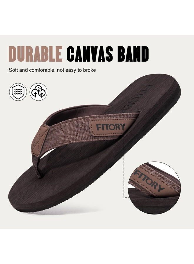 FITORY Men's Flip-Flops, Thongs Sandals Comfort Slippers for Beach Brown Size 10 - Image 4