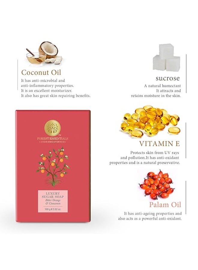 Forest Essentials Bitter Orange & Cinnamon Soap | Ayurvedic Scented Handmade Bath Soap | Gently Cleanses & Softens Skin | With Natural Oils & Raw Cane Sugar - Image 3