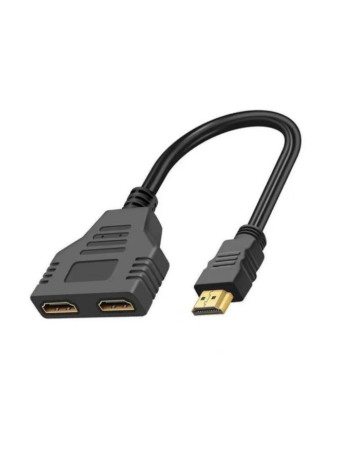HDMI 1-In-2 Out Splitter Cable Adapter Black - Image 1