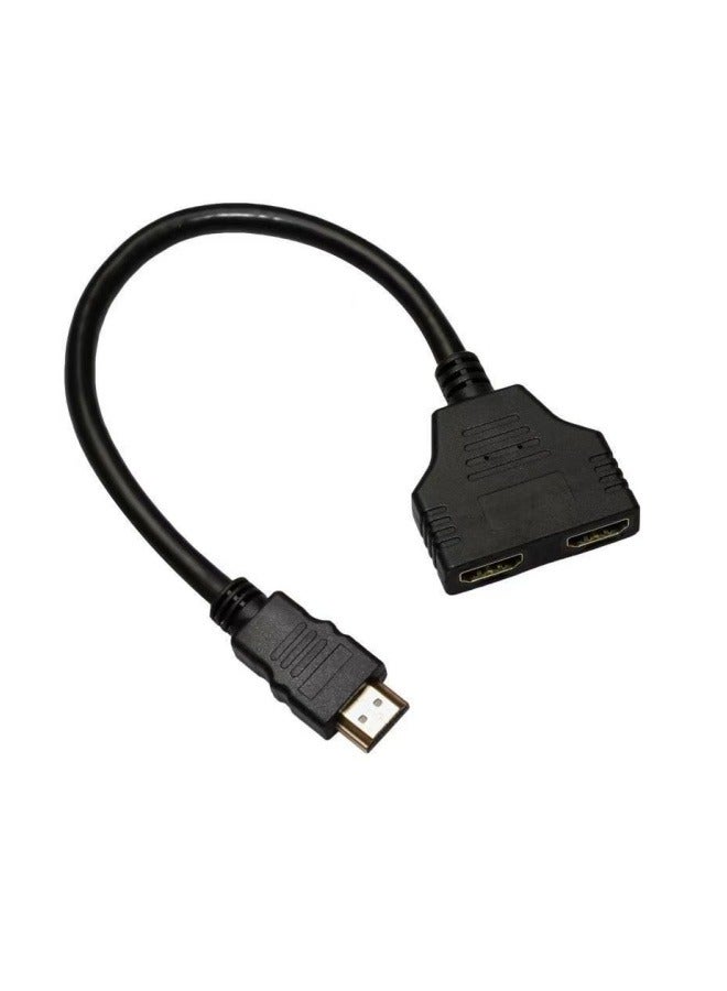 HDMI 1-In-2 Out Splitter Cable Adapter Black - Image 2