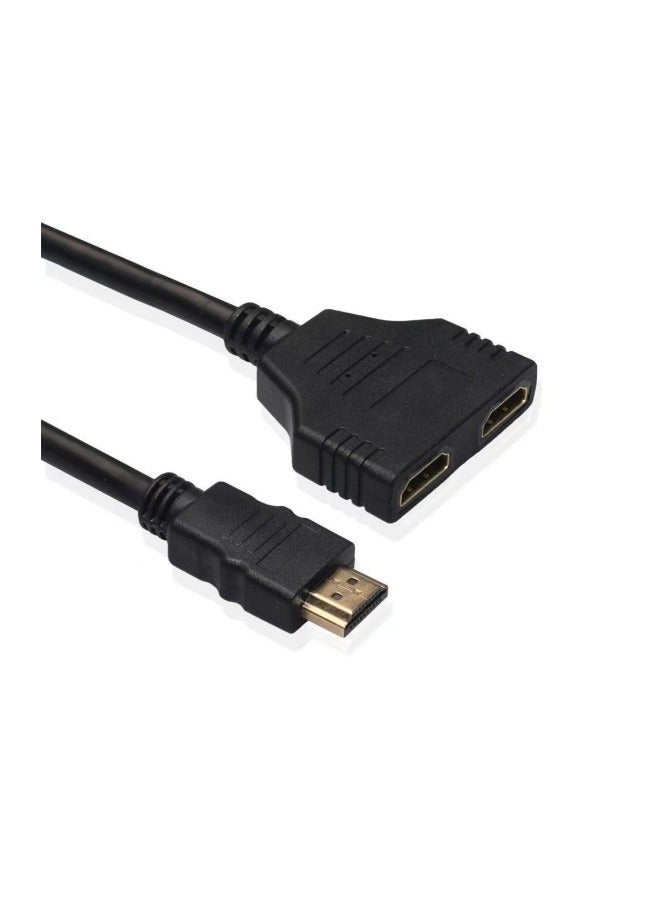 HDMI 1-In-2 Out Splitter Cable Adapter Black - Image 3