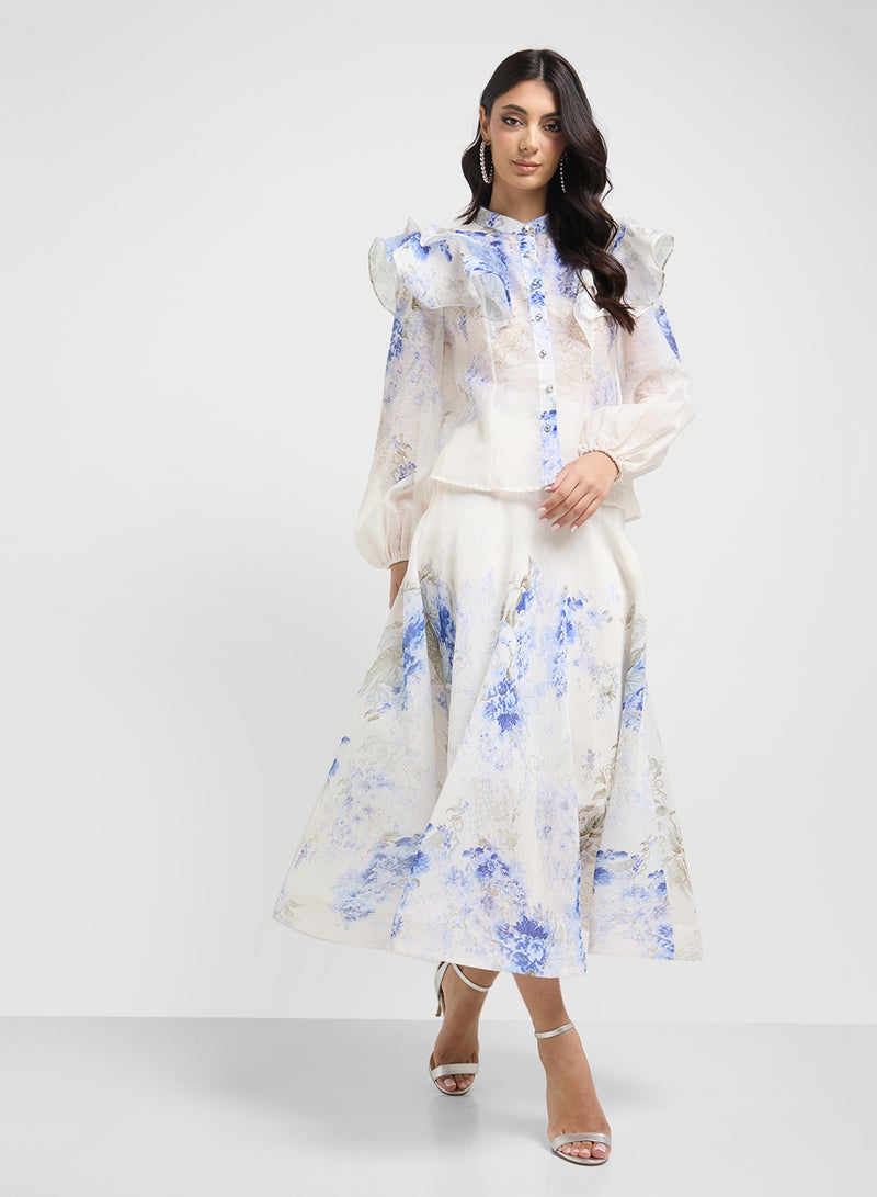 Khizana Floral Print Top & Skirt Set  - Image 1