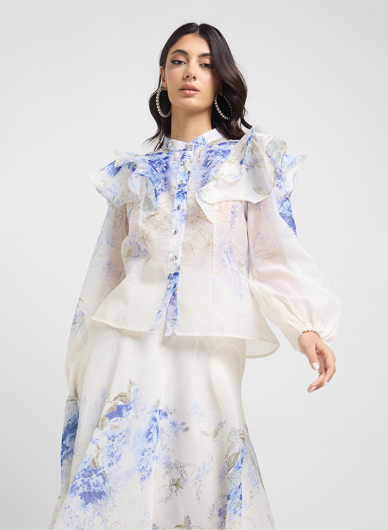 Khizana Floral Print Top & Skirt Set  - Image 3