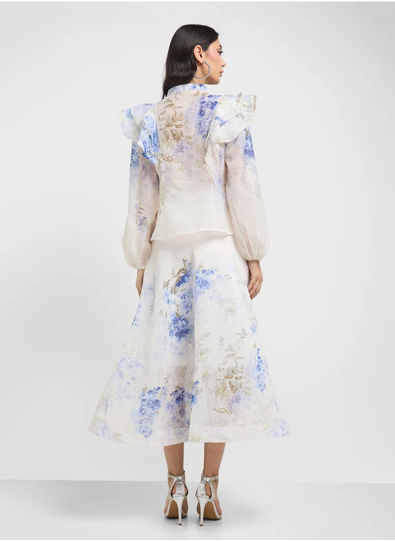 خزانة Floral Print Top & Skirt Set