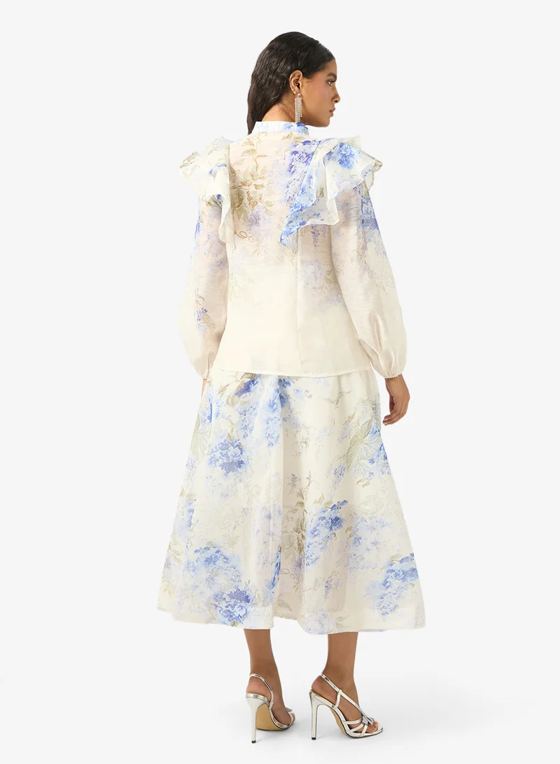 Khizana Floral Print Top & Skirt Set