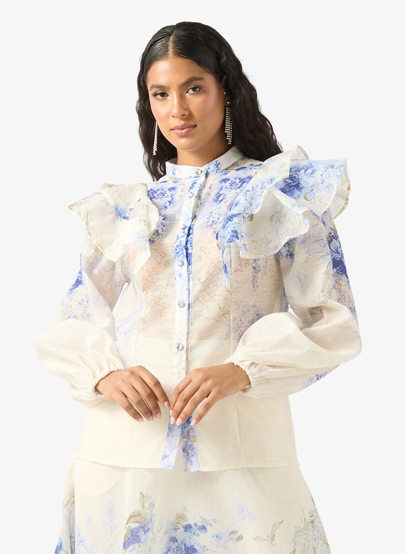 Khizana Floral Print Top & Skirt Set - Image 3