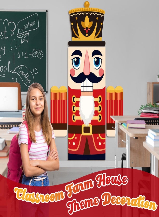 BORAMDO Christmas Nutcracker Door Cover Decorations, Xmas Nutcracker Soldier Outdoor Backdrop Decor Christmas Hanging Banner Porch Sign for Home Classroom Front Door Holiday Party Decorations - Image 5