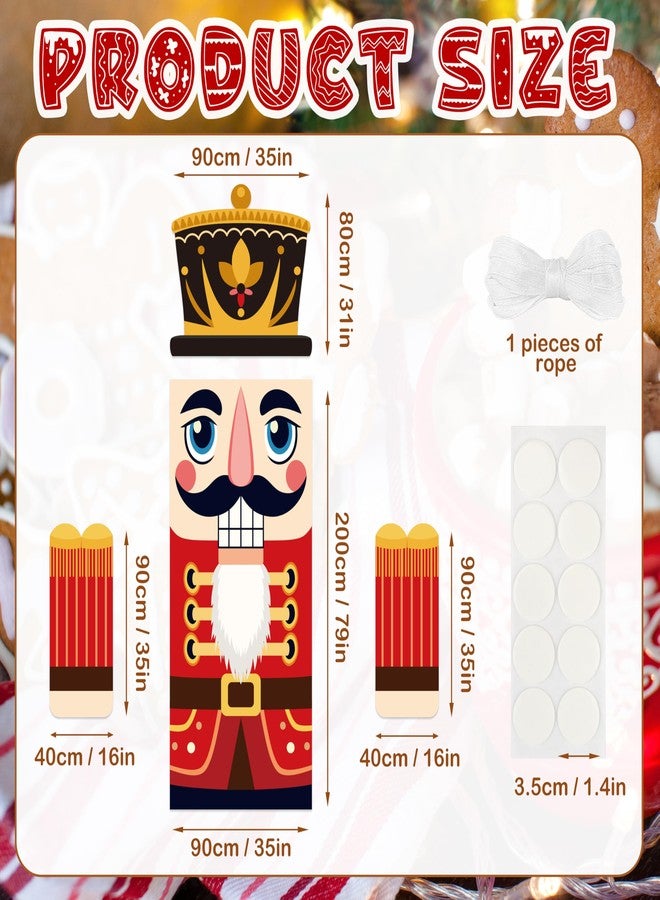 BORAMDO Christmas Nutcracker Door Cover Decorations, Xmas Nutcracker Soldier Outdoor Backdrop Decor Christmas Hanging Banner Porch Sign for Home Classroom Front Door Holiday Party Decorations - Image 2