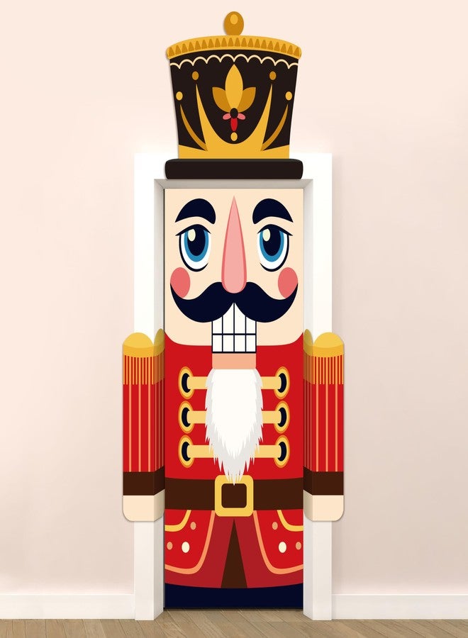 BORAMDO Christmas Nutcracker Door Cover Decorations, Xmas Nutcracker Soldier Outdoor Backdrop Decor Christmas Hanging Banner Porch Sign for Home Classroom Front Door Holiday Party Decorations - Image 1