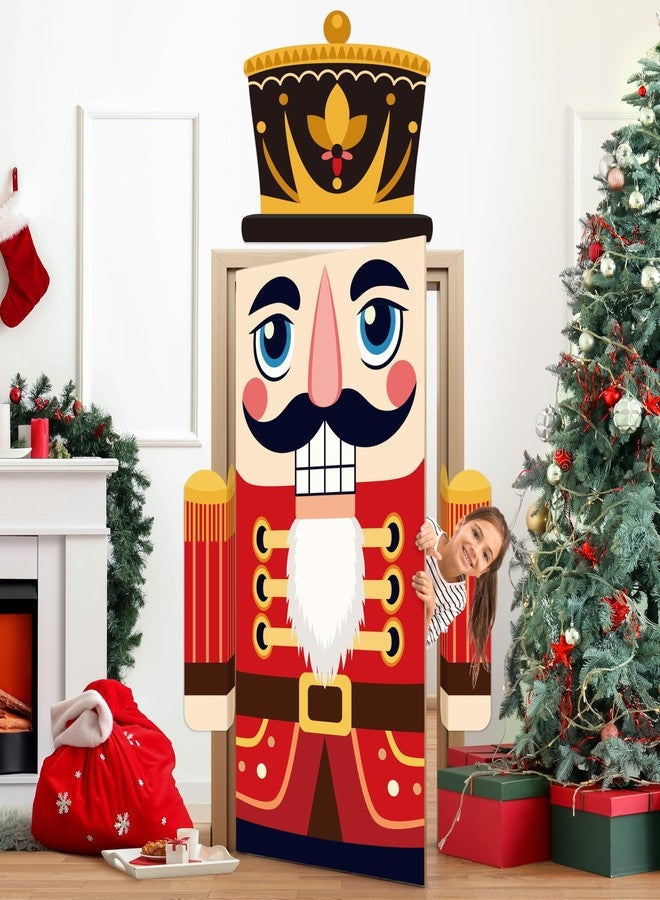 BORAMDO Christmas Nutcracker Door Cover Decorations, Xmas Nutcracker Soldier Outdoor Backdrop Decor Christmas Hanging Banner Porch Sign for Home Classroom Front Door Holiday Party Decorations - Image 4