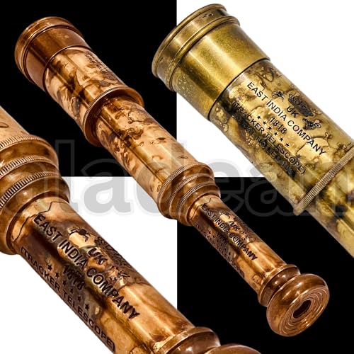 ALADEAN Rare Brass Telescope Spyglass - East India Company 1818 Tracker Vintage Pirate Spyglass Scope Antique Large Handstitched Leather Gift Box (BT-EIC17) - Image 4