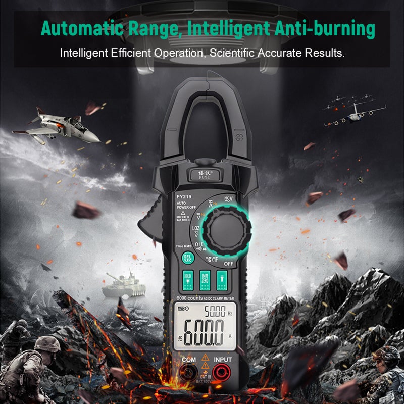 Clamp Meter: Black, Automatic Range, Intelligent Anti-burning - Dual Chip Dual Display, True RMS Clamp Meter with AC DC Current, Temperature Measurement for Electrical Testing Professionals & Home Use - Image 5