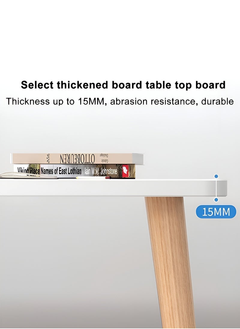 Taimi - Computer Desk, Study Writing Table, Gaming Desk Curved Edge Table Design for Small Spaces Bedroom 100x60x73cm - White - Image 1
