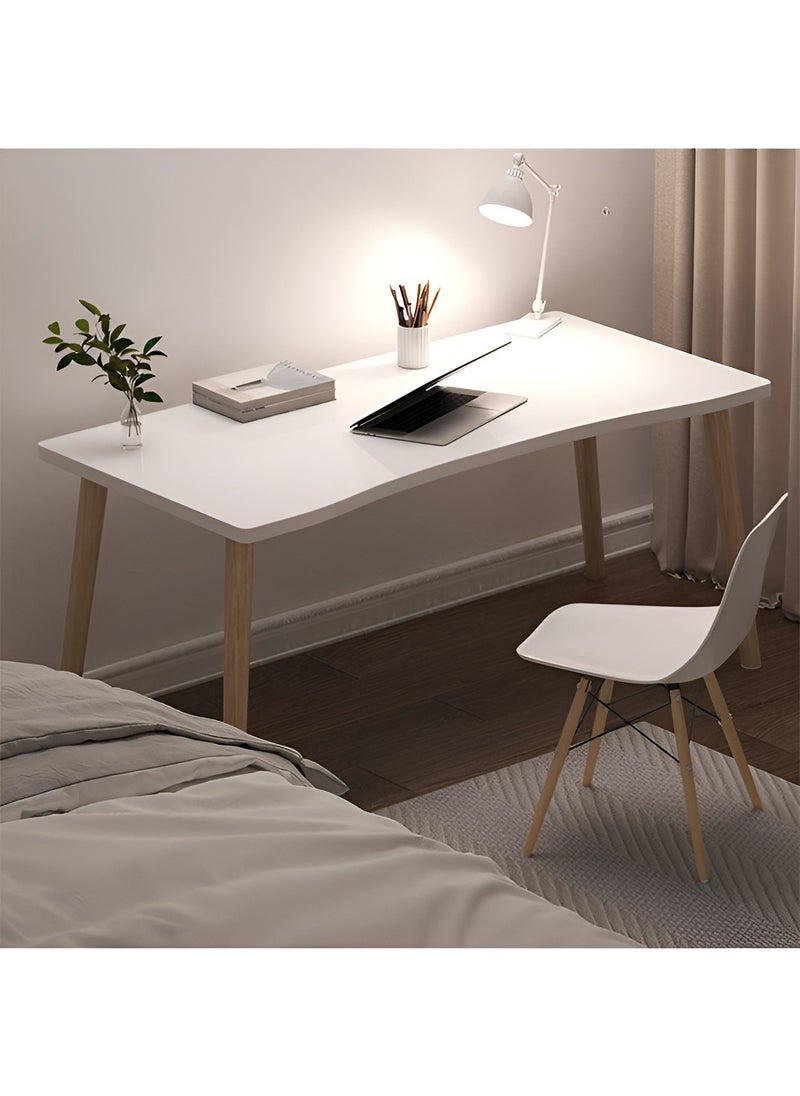 Taimi - Computer Desk, Study Writing Table, Gaming Desk Curved Edge Table Design for Small Spaces Bedroom 100x60x73cm - White - Image 1