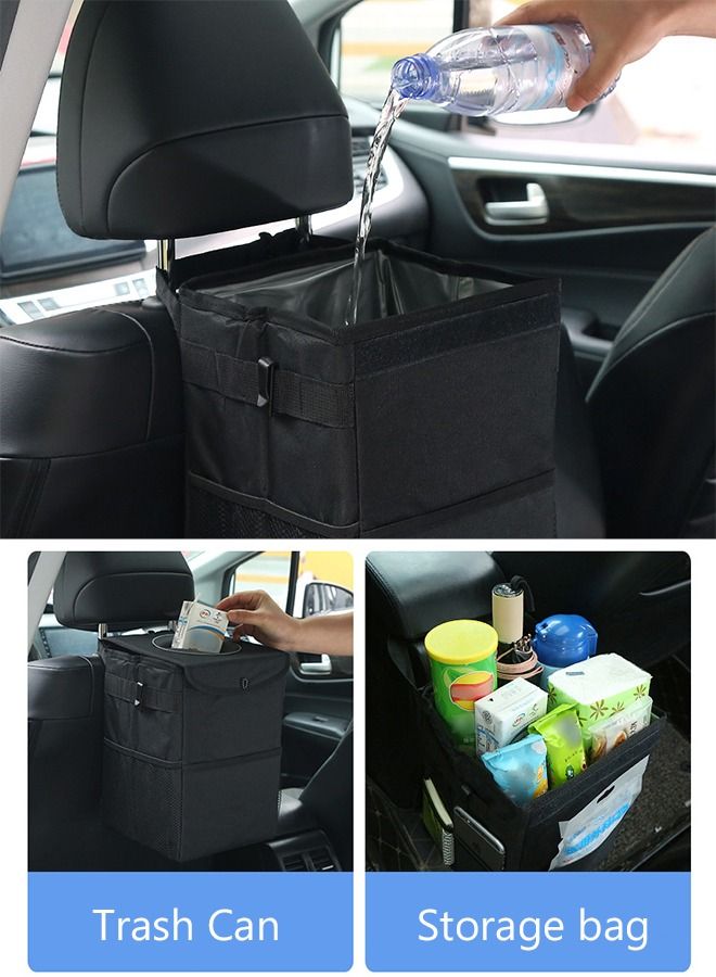 DUNISO Foldable Car Trash Can Car Trash Bag Bin Hanging Waterproof Automotive Car Garbage Cans Leak Proof Vehicle Trash Can Black - Image 4