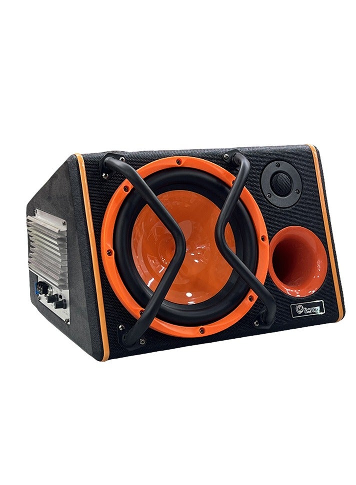 Mr.Smart 10-inch Car Subwoofer Speaker, 4700 Watts, Black and Orange, Built-in Amplifier