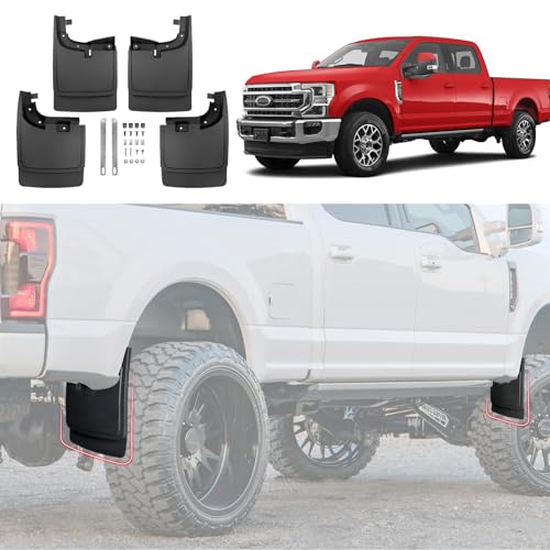 JTYZSM Mud Flaps for 2017-2024 Ford F-250/F-350 Super Duty Without OEM Fender Flares (Single Rear Wheels), No Drill Splash Guards Front & Rear Truck Mud Guards Accessories Set(4pcs) - Image 1