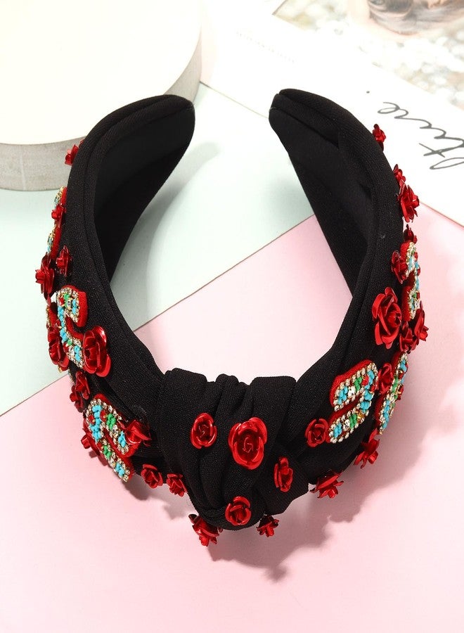 CEALXHENY Derby Headband for Women Horseshoe Headband Rhinestone Jeweled Wide Top Knot Headbands Kentucky Derby Hair Accessories Outfits Party Favors (Derby I-Black 1) - Image 4