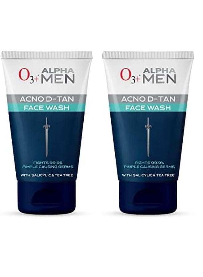 O3+ غسول وجه O3+ ALPHA MEN Acno D-TAN مع شجرة الشاي 100 جرام للبشرة الدهنية | غسول وجه لإزالة السمرة | يزيل حب الشباب والأوساخ - Image 1
