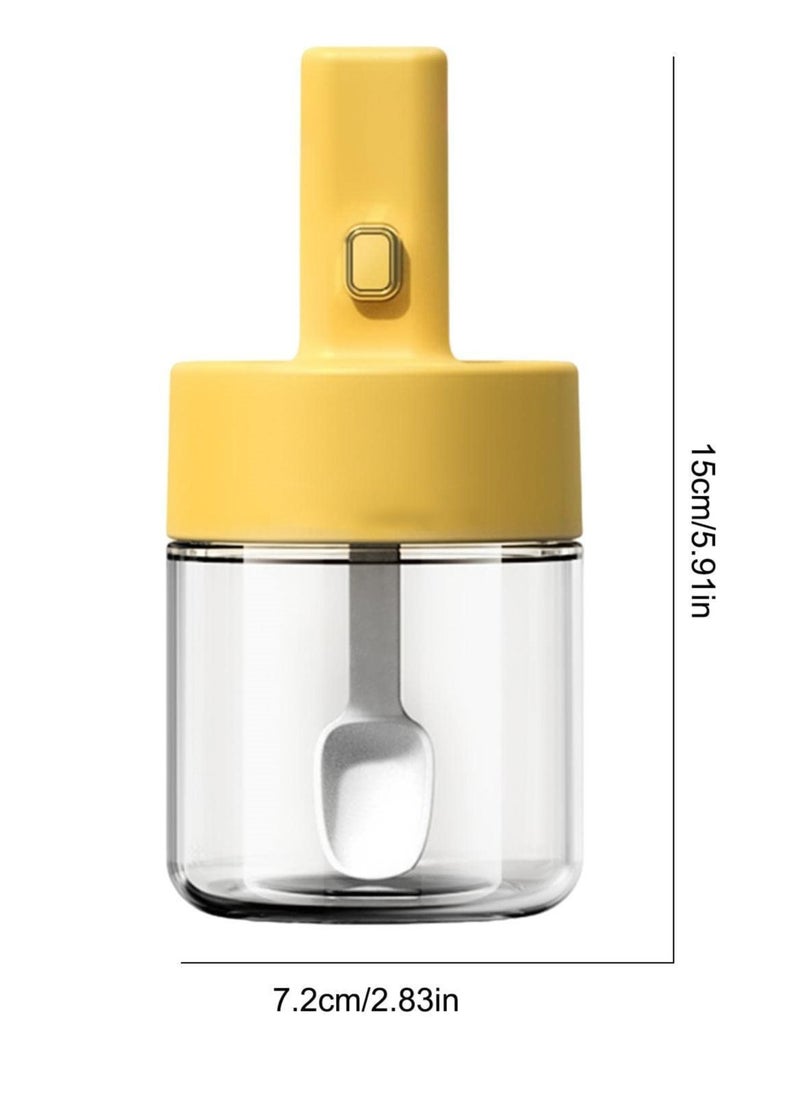 SYOSI - Spice Jar with Spoon, Glass Seasoning Jars, Odorless Sugar Container Salt Cellar Box, Silicone Lids Seasoning Containers Spice Jars, Condiment Containers With Flapper Caps for Kitchen Spices (5.9in) - Image 1