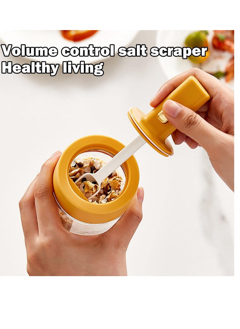 SYOSI - Spice Jar with Spoon, Glass Seasoning Jars, Odorless Sugar Container Salt Cellar Box, Silicone Lids Seasoning Containers Spice Jars, Condiment Containers With Flapper Caps for Kitchen Spices (5.9in) - Image 1