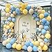 Partycus Blue Yellow Balloon Arch Kit Double Stuffed Light Yellow Pastel Blue White Sand Matte Balloon Garland for Baby Shower Bear Birthday Bridal to Bee Party Decoration - Image 2