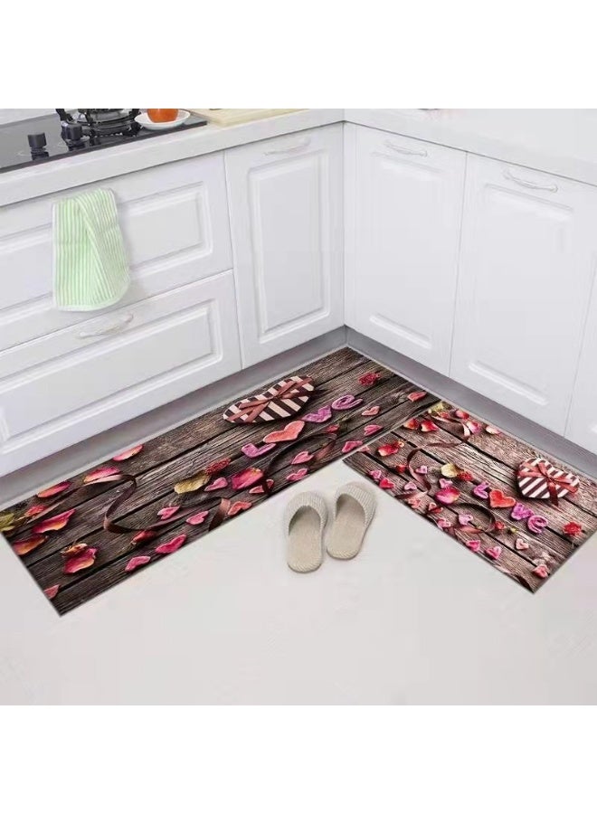 Anna 2-Piece Set of Printed Oil-Absorbent, Non-Slip, Stain-Resistant Plush Floor Mats (40x60cm + 40x120cm) - Image 1