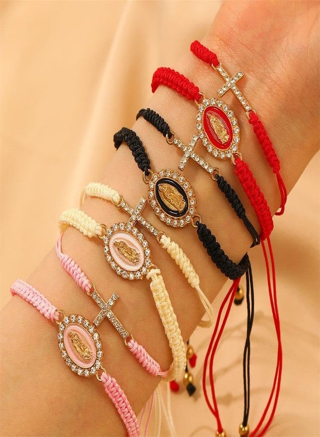 Kicomvi Virgin Mary Bracelets Handmade Braided Rope Saint Jude Bracelet Virgen de Guadalupe Bracelet for Women-white - Image 3