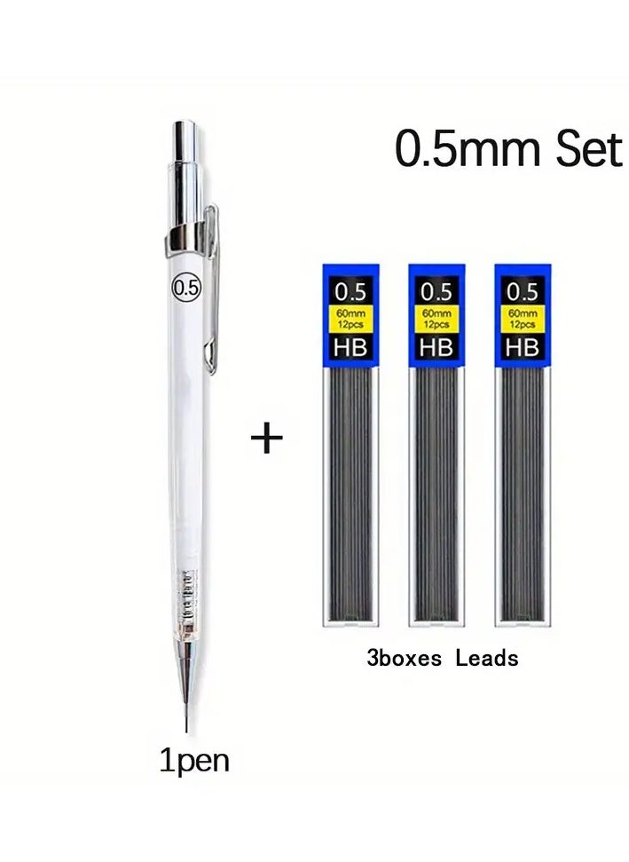 Generic 4-Pack Mechanical Pencils 0.5mm with Lead Refills, Art Sketching & Drawing Pens, No Feather, White Stationery Set  - Image 1