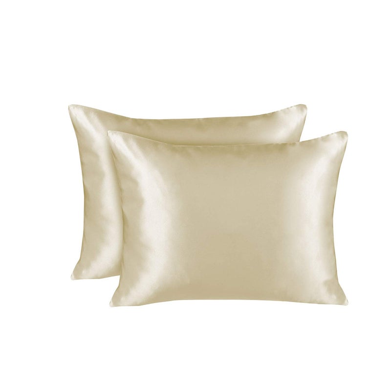 SHOPBEDDING ShopBedding Luxury Satin Pillowcase for Hair - King Satin Pillowcase with Zipper  Ivory (Pillowcase Set of 2) - Blissford  - Image 1