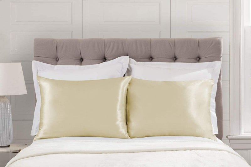 SHOPBEDDING ShopBedding Luxury Satin Pillowcase for Hair - King Satin Pillowcase with Zipper  Ivory (Pillowcase Set of 2) - Blissford  - Image 3