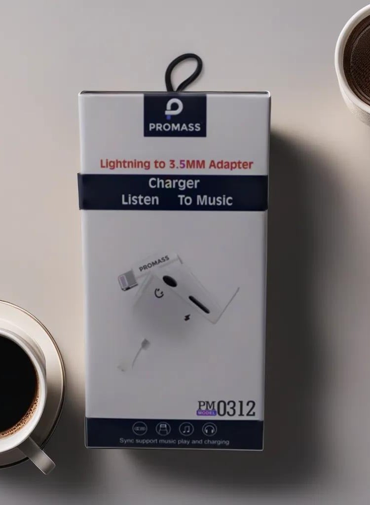 بروماس كابل Lightning إلى 3.5 ملم للصوت والشاحن لاتصال سلس وطاقة متواصلة - Image 1