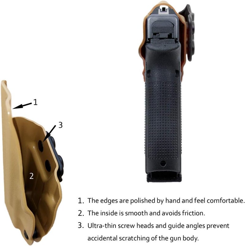POLE.CRAFT IWB Kydex Holster Custom Fit: Glock 17 (Gen 1-5) / Glock 22 Glock 31 (Gen 3-4) Pistol - Inside Waistband Carry - Adj. Cant Retention - Cover Mag-Button - No Wear - No Jitter - Image 5