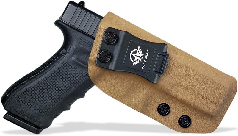 POLE.CRAFT IWB Kydex Holster Custom Fit: Glock 17 (Gen 1-5) / Glock 22 Glock 31 (Gen 3-4) Pistol - Inside Waistband Carry - Adj. Cant Retention - Cover Mag-Button - No Wear - No Jitter - Image 1
