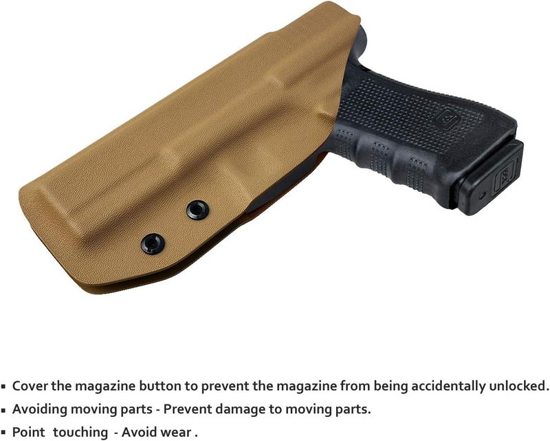 POLE.CRAFT IWB Kydex Holster Custom Fit: Glock 17 (Gen 1-5) / Glock 22 Glock 31 (Gen 3-4) Pistol - Inside Waistband Carry - Adj. Cant Retention - Cover Mag-Button - No Wear - No Jitter - Image 4