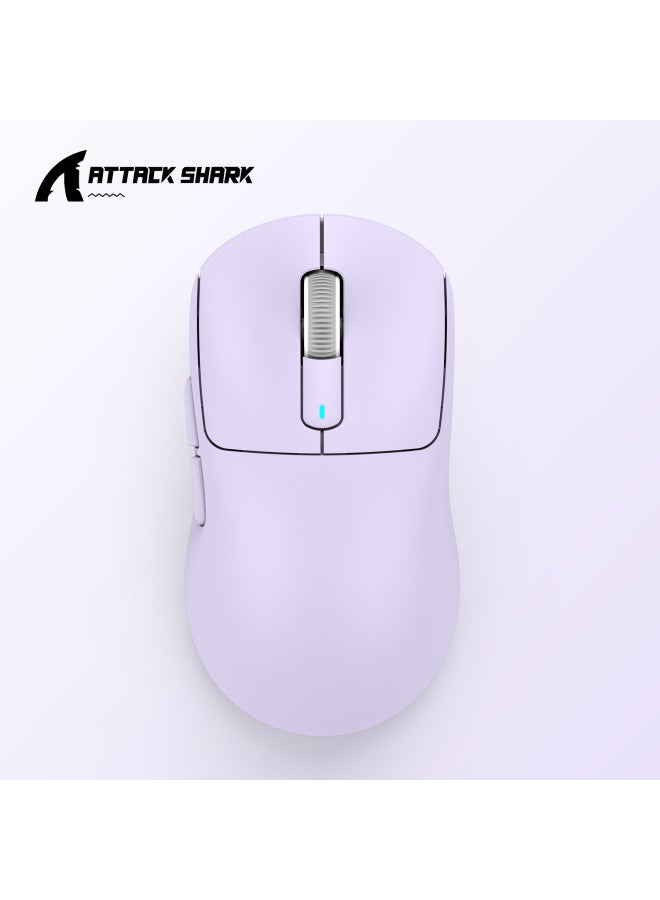 Attack Shark X3 Lightweight Gaming Mouse Paw3395 Wireless Tri-mode Esports Mouse Digital Computer Optical-Color:Attack Shark X3 Three-mode Mouse Lavender + Anti-slip Sticker - Image 1