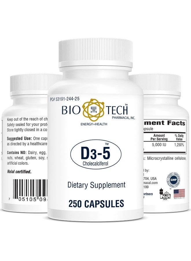 Bio-Tech Pharmacal Vitamin D3 (D3 5k IU, 250 Count) - Image 1