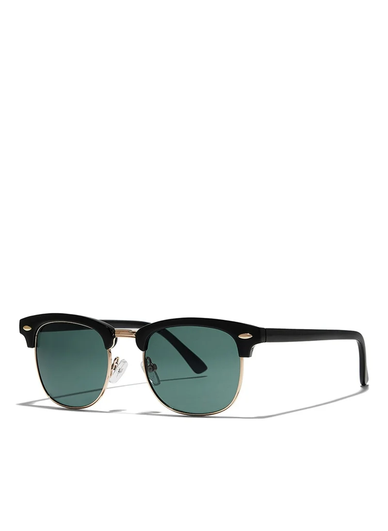 Blackout BlackOut by eyewa Linea Unisex Round Sunglasses, Black/Green