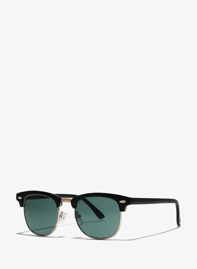 Blackout BlackOut by eyewa Linea Unisex Round Sunglasses, Black/Green