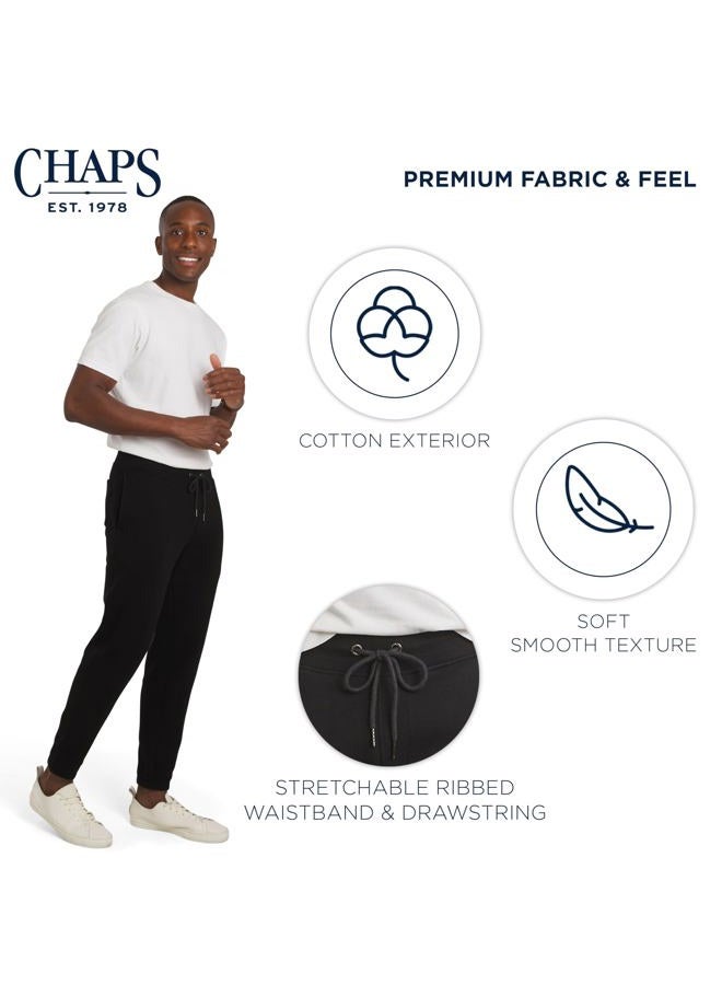 Chaps Men's Everyday Regular Fit Comfortable Fleece Lined Jogger Sweatpants, American Black, L - Image 5
